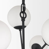 Barbara Matte Black Metal w/ Frosted Glass Globes 11-Light Chandelier by Mercana at Eve Furniture