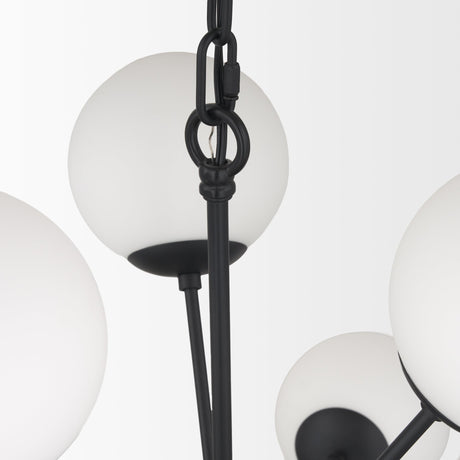 Barbara Matte Black Metal w/ Frosted Glass Globes 11-Light Chandelier by Mercana at Eve Furniture