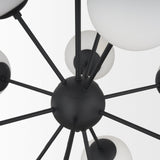 Barbara Matte Black Metal w/ Frosted Glass Globes 11-Light Chandelier by Mercana at Eve Furniture