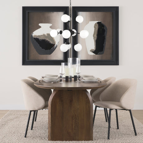 Barbara Matte Black Metal w/ Frosted Glass Globes 11-Light Chandelier by Mercana at Eve Furniture
