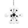 Barbara Matte Black Metal w/ Frosted Glass Globes 11-Light Chandelier by Mercana at Eve Furniture