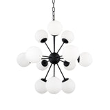 Barbara Matte Black Metal w/ Frosted Glass Globes 11-Light Chandelier by Mercana at Eve Furniture