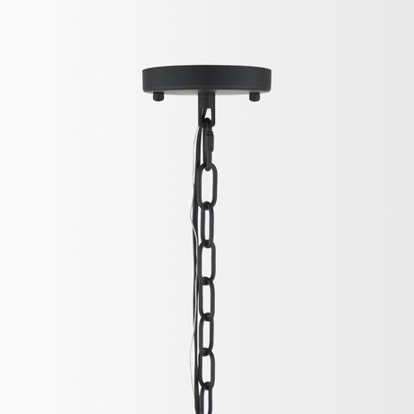 Barbara Matte Black Metal w/ Frosted Glass Globes 18-Light Chandelier by Mercana at Eve Furniture