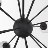 Barbara Matte Black Metal w/ Frosted Glass Globes 18-Light Chandelier by Mercana at Eve Furniture