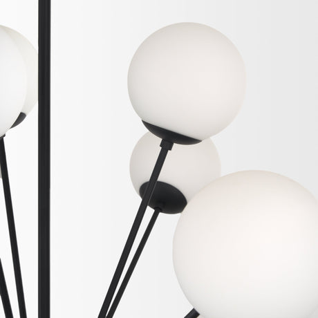 Barbara Matte Black Metal w/ Frosted Glass Globes 18-Light Chandelier by Mercana at Eve Furniture
