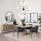 Barbara Matte Black Metal w/ Frosted Glass Globes 18-Light Chandelier by Mercana at Eve Furniture