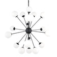 Barbara Matte Black Metal w/ Frosted Glass Globes 18-Light Chandelier by Mercana at Eve Furniture