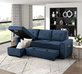 Barbara Navy Reversible Sectional with Hidden Storage and Pull-out Bed by Homelegance at Eve Furniture