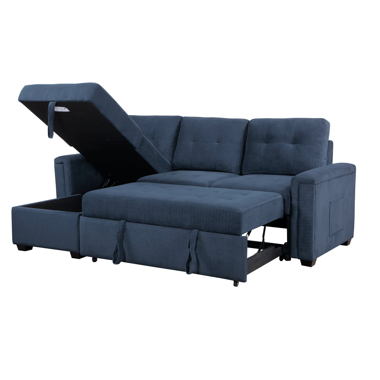 Barbara Navy Reversible Sectional with Hidden Storage and Pull-out Bed by Homelegance at Eve Furniture