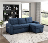Barbara Navy Reversible Sectional with Hidden Storage and Pull-out Bed by Homelegance at Eve Furniture