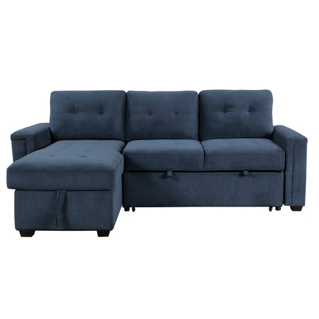 Barbara Navy Reversible Sectional with Hidden Storage and Pull-out Bed by Homelegance at Eve Furniture