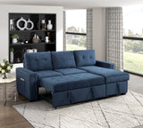 Barbara Navy Reversible Sectional with Hidden Storage and Pull-out Bed by Homelegance at Eve Furniture