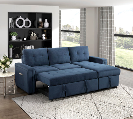 Barbara Navy Reversible Sectional with Hidden Storage and Pull-out Bed by Homelegance at Eve Furniture