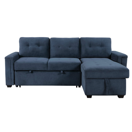 Barbara Navy Reversible Sectional with Hidden Storage and Pull-out Bed by Homelegance at Eve Furniture