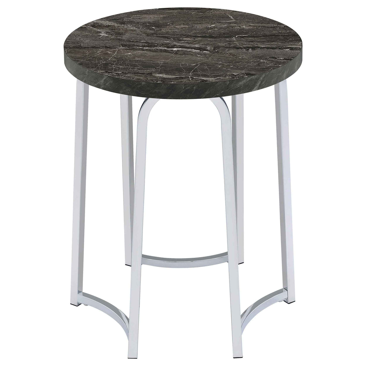 Barcelo Grey Round Faux Marble Top Metal Side Table by Coaster at Eve Furniture