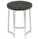 Barcelo Grey Round Faux Marble Top Metal Side Table by Coaster at Eve Furniture