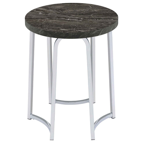 Barcelo Grey Round Faux Marble Top Metal Side Table by Coaster at Eve Furniture