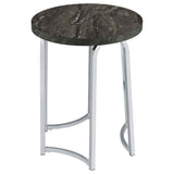 Barcelo Grey Round Faux Marble Top Metal Side Table by Coaster at Eve Furniture