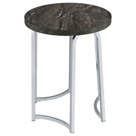 Barcelo Grey Round Faux Marble Top Metal Side Table by Coaster at Eve Furniture