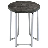 Barcelo Grey Round Faux Marble Top Metal Side Table by Coaster at Eve Furniture
