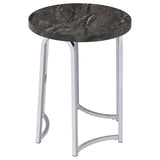 Barcelo Grey Round Faux Marble Top Metal Side Table by Coaster at Eve Furniture