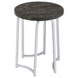 Barcelo Grey Round Faux Marble Top Metal Side Table by Coaster at Eve Furniture