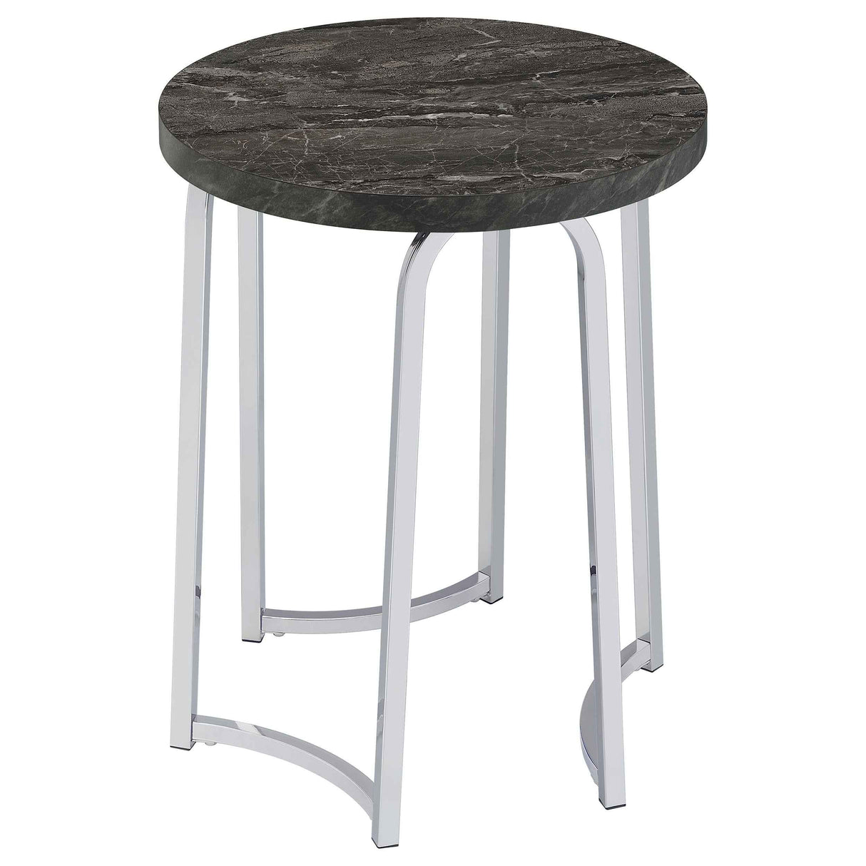 Barcelo Grey Round Faux Marble Top Metal Side Table by Coaster at Eve Furniture