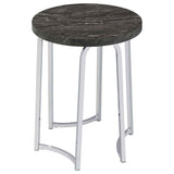 Barcelo Grey Round Faux Marble Top Metal Side Table by Coaster at Eve Furniture