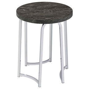 Barcelo Grey Round Faux Marble Top Metal Side Table by Coaster at Eve Furniture