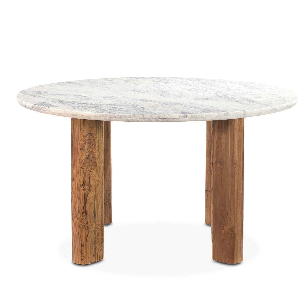 Barcelona 54" Round Dining Table with White Marble and Reclaimed Wood Legs by Home Trends & Design at Eve Furniture