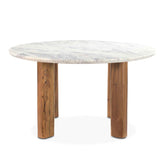 Barcelona 54" Round Dining Table with White Marble and Reclaimed Wood Legs by Home Trends & Design at Eve Furniture