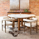 Barcelona 54" Round Dining Table with White Marble and Reclaimed Wood Legs by Home Trends & Design at Eve Furniture