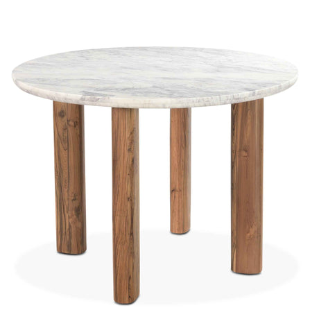 Barcelona 54" Round Dining Table with White Marble and Reclaimed Wood Legs by Home Trends & Design at Eve Furniture