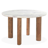 Barcelona 54" Round Dining Table with White Marble and Reclaimed Wood Legs by Home Trends & Design at Eve Furniture