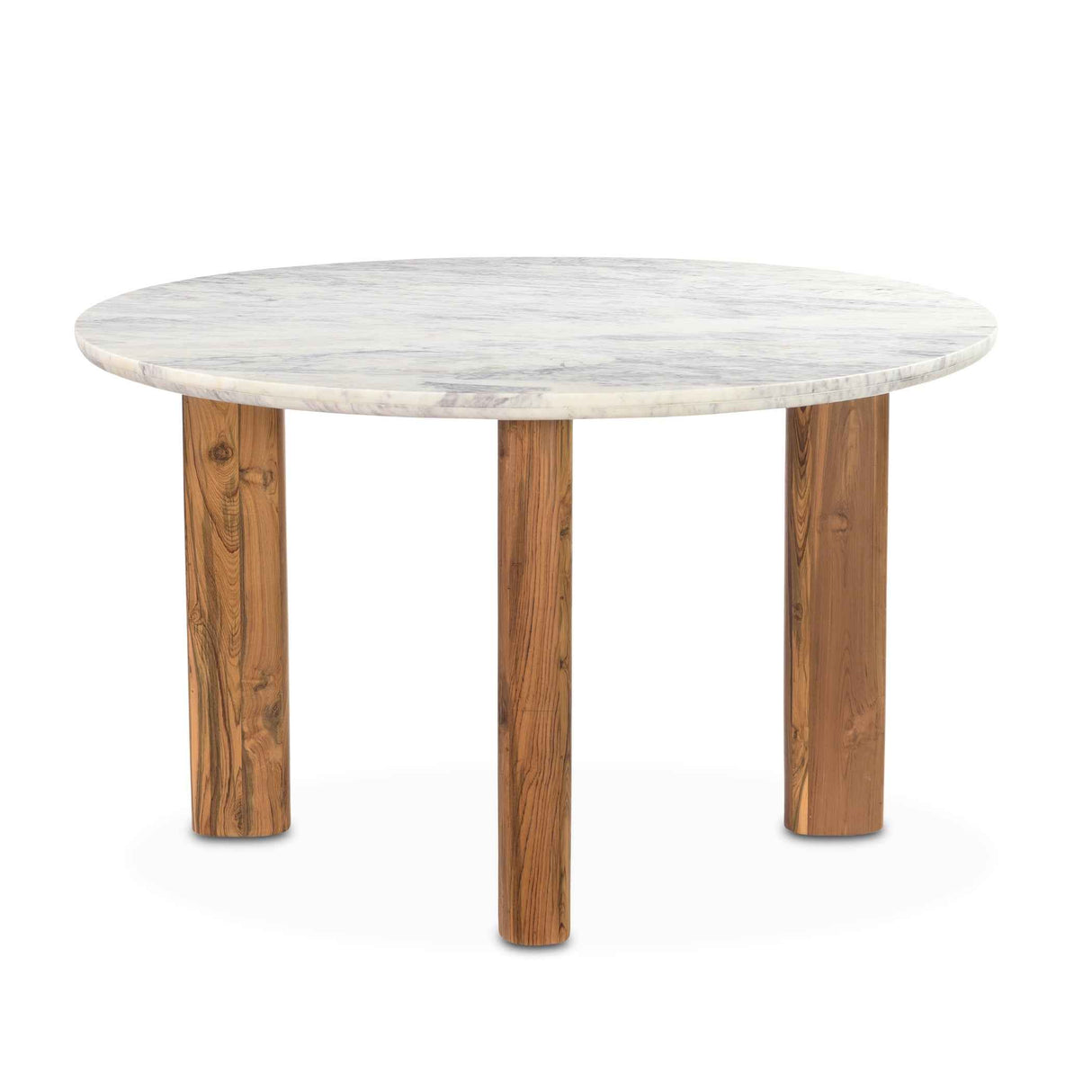 Barcelona 54" Round Dining Table with White Marble and Reclaimed Wood Legs by Home Trends & Design at Eve Furniture