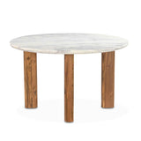 Barcelona 54" Round Dining Table with White Marble and Reclaimed Wood Legs by Home Trends & Design at Eve Furniture