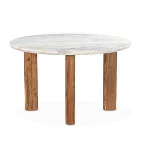 Barcelona 54" Round Dining Table with White Marble and Reclaimed Wood Legs by Home Trends & Design at Eve Furniture