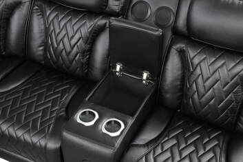 Barcelona Black Power Reclining Sectional (Power Headrests) by Happy Homes at Eve Furniture