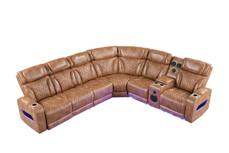 Barcelona Brown Power Reclining Sectional (Power Headrests) by Happy Homes at Eve Furniture