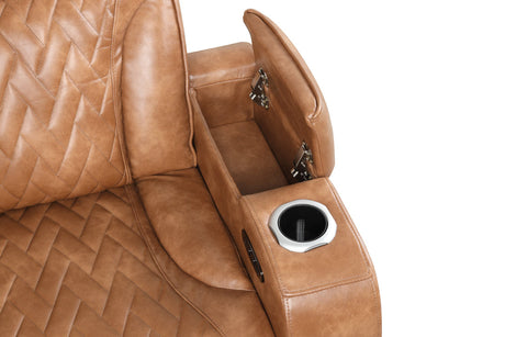 Barcelona Brown Power Reclining Sectional (Power Headrests) by Happy Homes at Eve Furniture