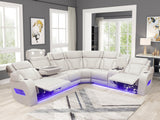 Barcelona Sand Power Reclining Sectional (Power Headrests) by Happy Homes at Eve Furniture