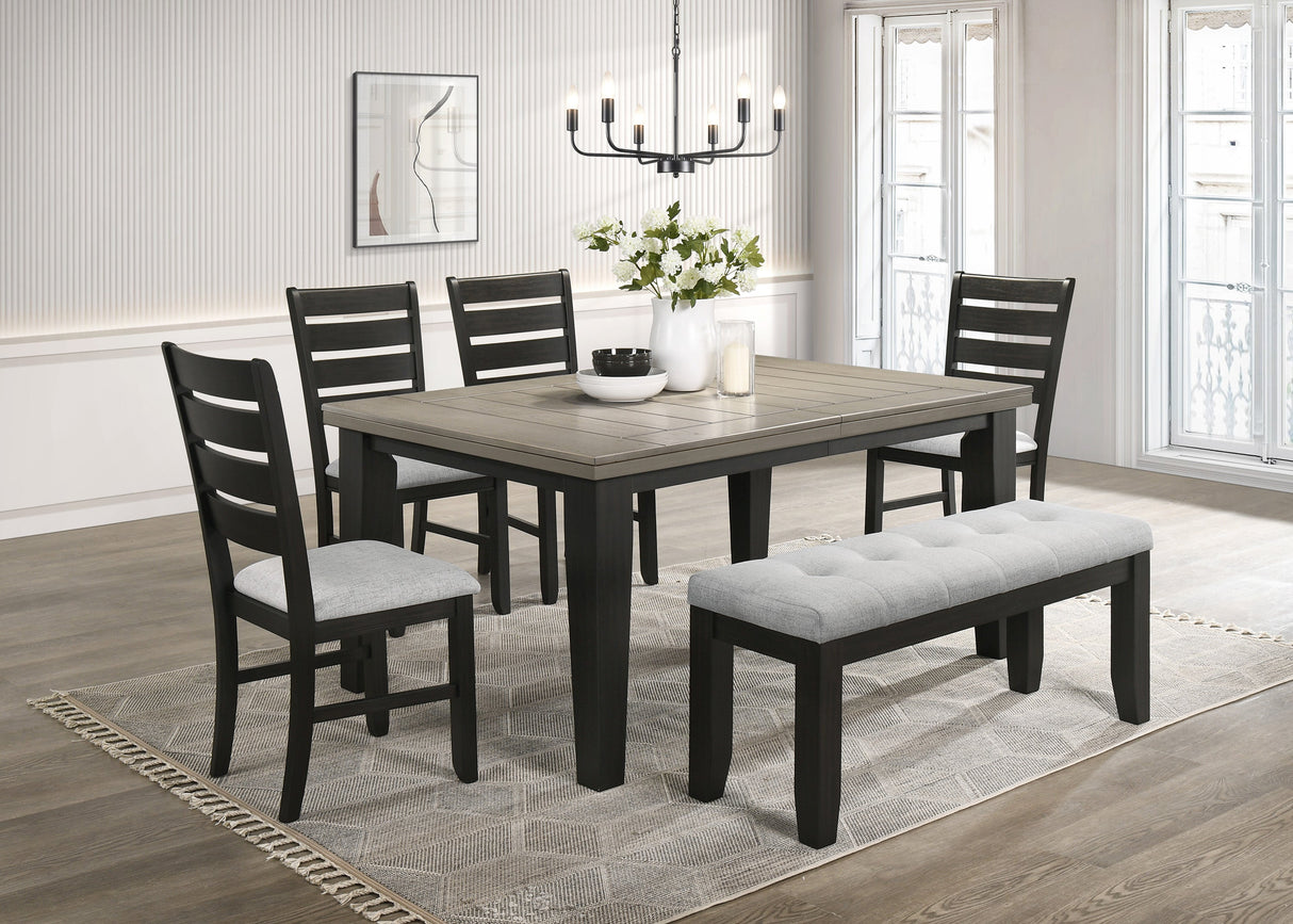 Bardstown Black and Light Gray Extendable Dining Set by Crown Mark at Eve Furniture