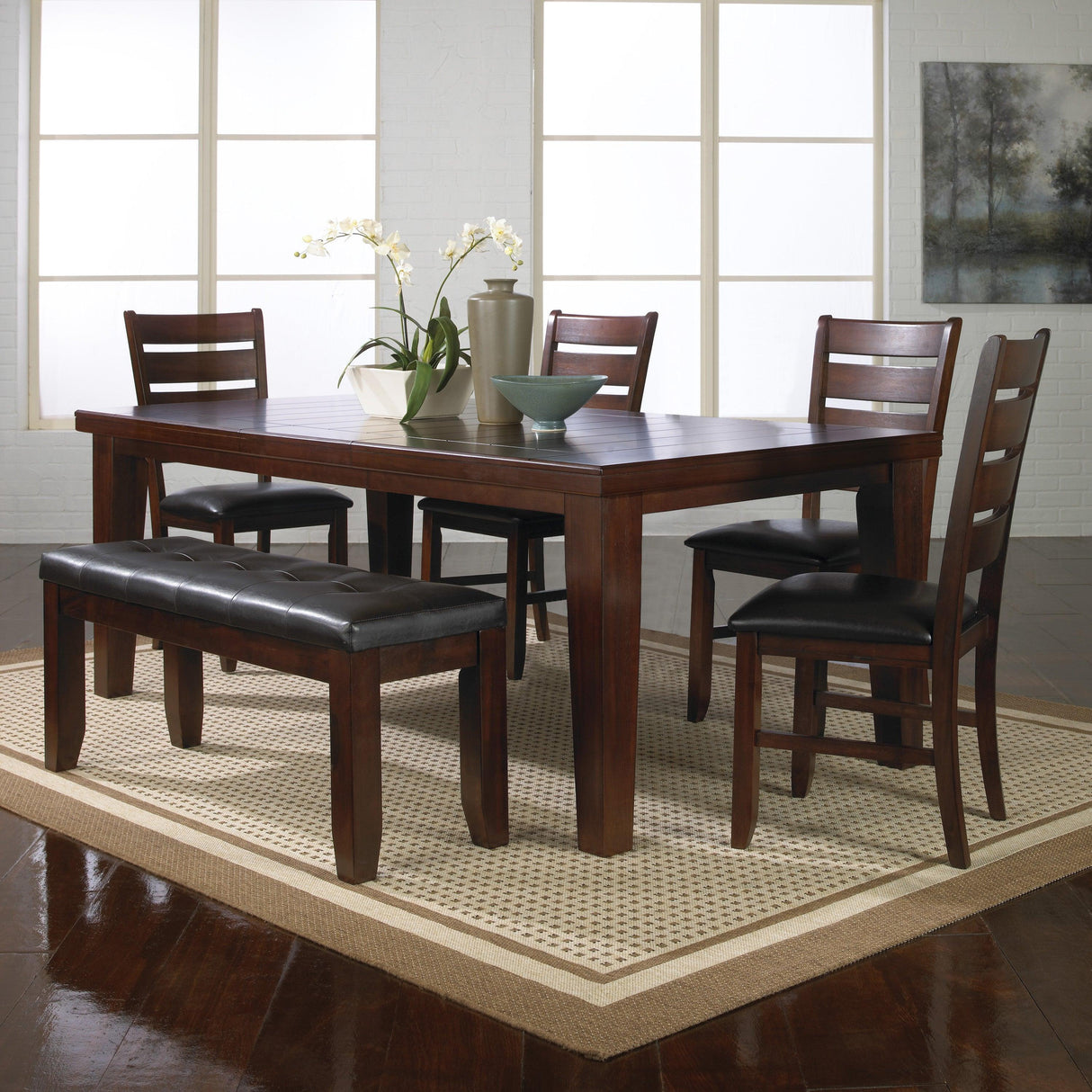 Bardstown Cherry Brown Extendable Dining Set by Crown Mark at Eve Furniture