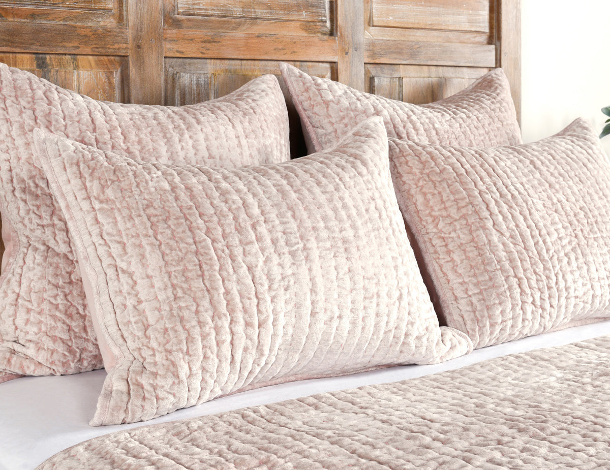 Bari Bliss Pink Velvet Quilt Collection by Classic Home at Eve Furniture