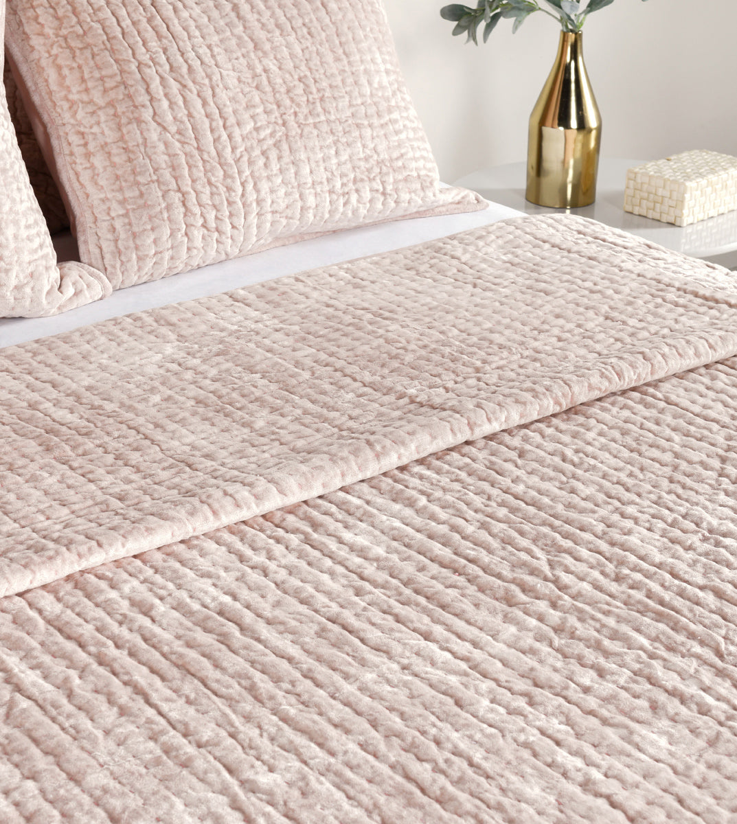 Bari Bliss Pink Velvet Quilt Collection by Classic Home at Eve Furniture