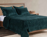 Bari Emerald Velvet Quilt Collection by Classic Home at Eve Furniture