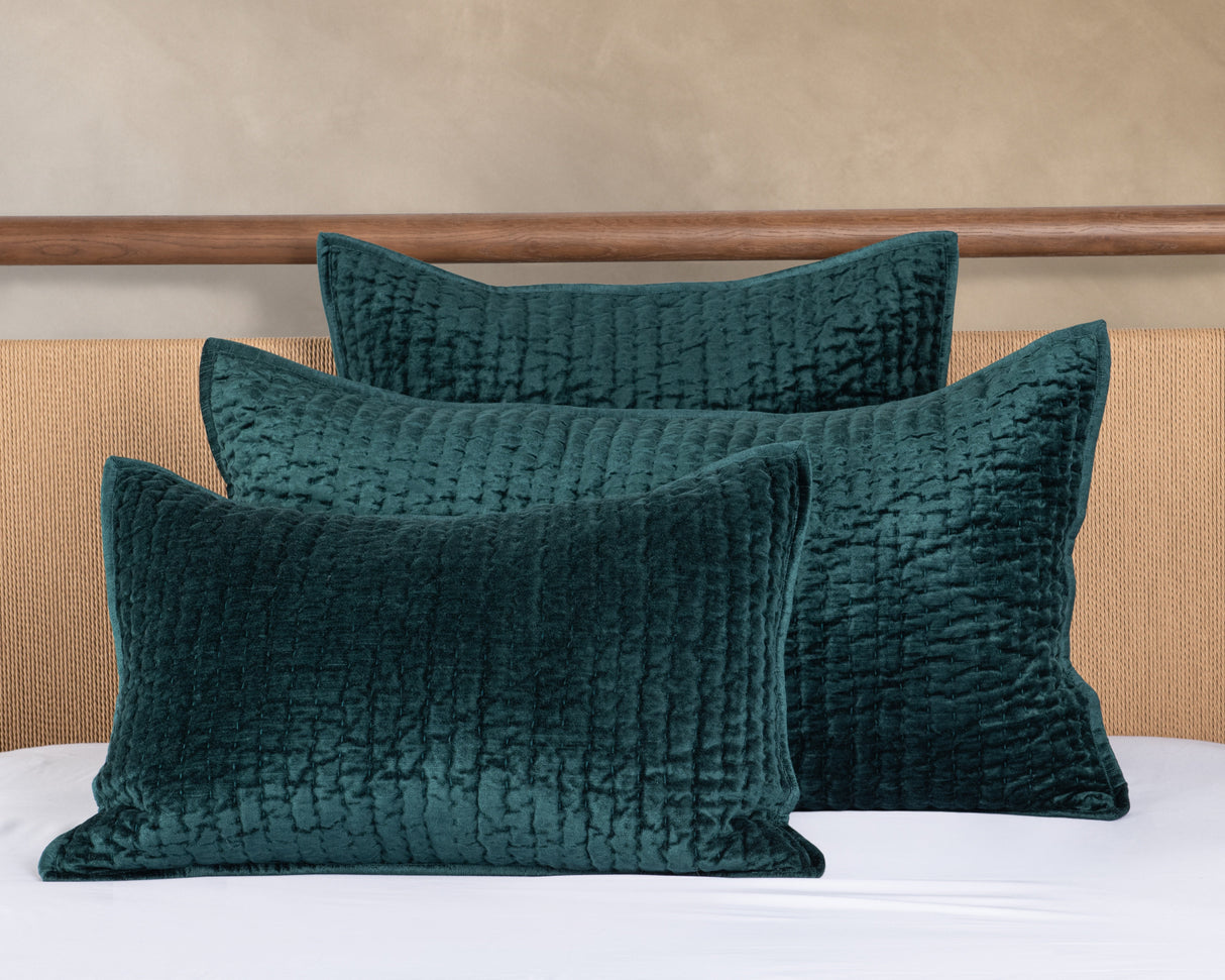 Bari Emerald Velvet Quilt Collection by Classic Home at Eve Furniture