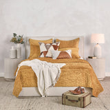 Bari Honey Gold Velvet Quilt Collection by Classic Home at Eve Furniture