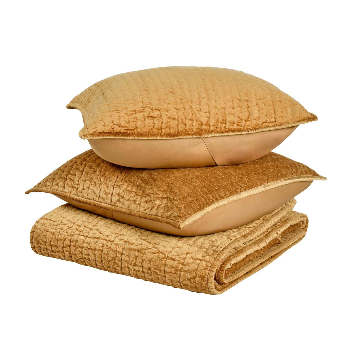 Bari Honey Gold Velvet Quilt Collection by Classic Home at Eve Furniture