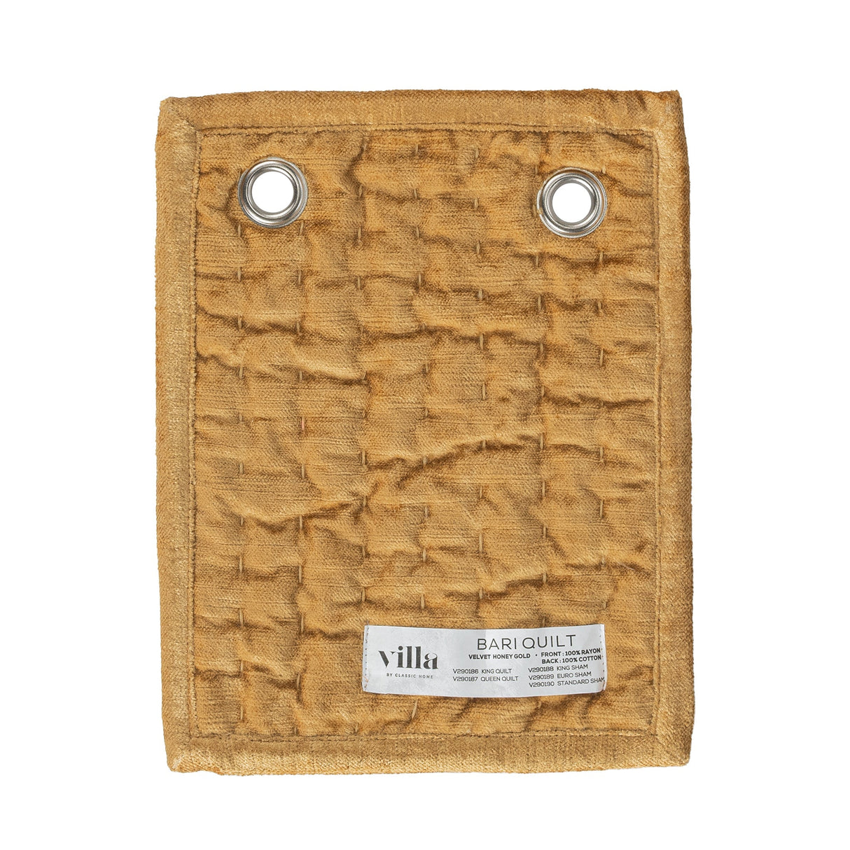 Bari Honey Gold Velvet Quilt Collection by Classic Home at Eve Furniture